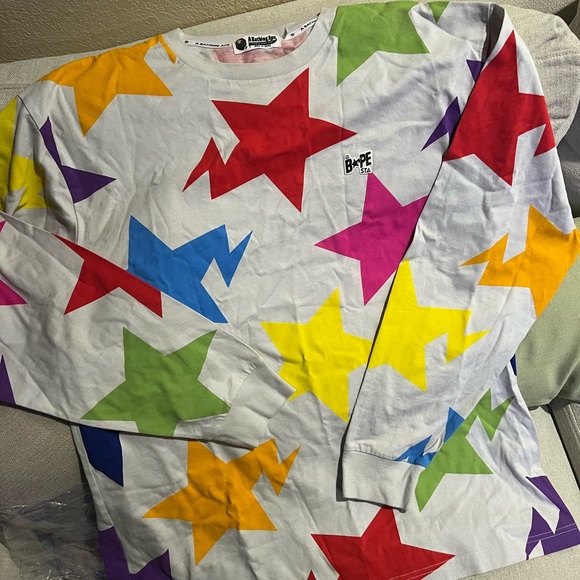 Bape Sta Pattern Relaxed Fit L/S Tee Multi size XL - Picture 1 of 13